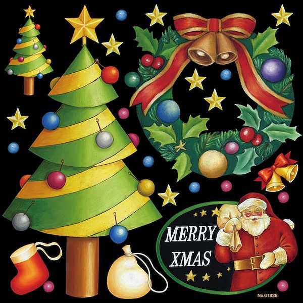 シール クリスマス サンタクロース リースおもちゃ MERRY XMAS 装飾 デコレーションシール チョークアート 窓ガラス 黒板 看板 POP ステッカー 商品一覧/プレート看板・シール/シール・ステッカー/デコレーション/シーズン