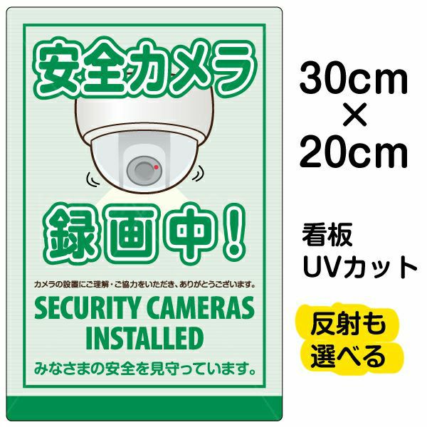 イラスト看板「安全カメラ 録画中」特小サイズ（30cm×20cm） 取付穴4ヶ所あり 表示板