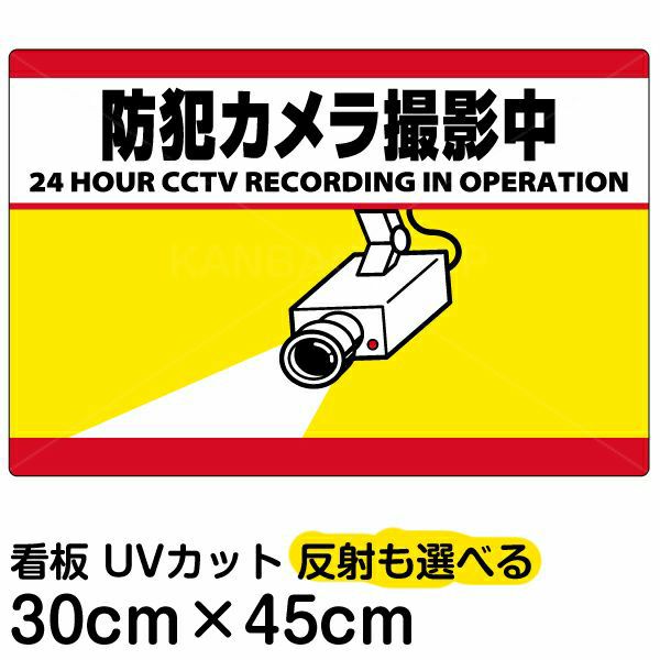 イラスト看板 「防犯カメラ撮影中」 小サイズ(45cm×30cm) 表示板 横型