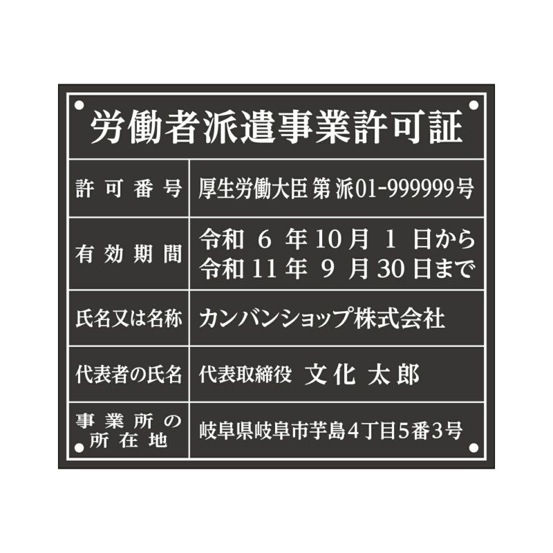 労働者派遣事業許可証