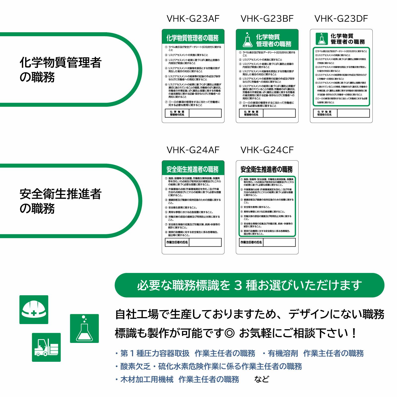 職務標識看板 3枚セット 選べるタイトル デザイン 小サイズ