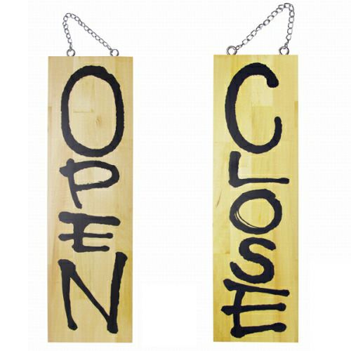 ドアプレート 木製 サイン 看板 「 OPEN CLOSE 」 オープンクローズ 両面 （ H60cm×W18cm 大サイズ 木目 英語 手書き 筆文字風 ） メーカー直送