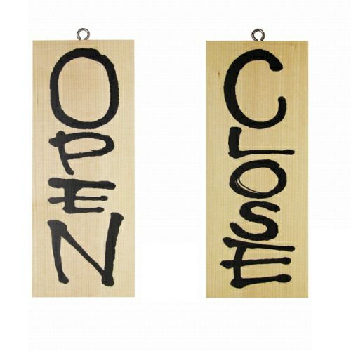 ドアプレート 木製 サイン 看板 「 OPEN CLOSE 」 オープンクローズ 両面 （ H25cm×W10cm 小サイズ 木目 英語 手書き 筆文字風 ） メーカー直送