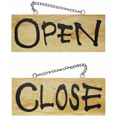 ドアプレート 木製 サイン 看板 「 OPEN CLOSE 」 オープンクローズ 両面 （ H10cm×W25cm 小サイズ 木目 英語 手書き 筆文字風 ） メーカー直送